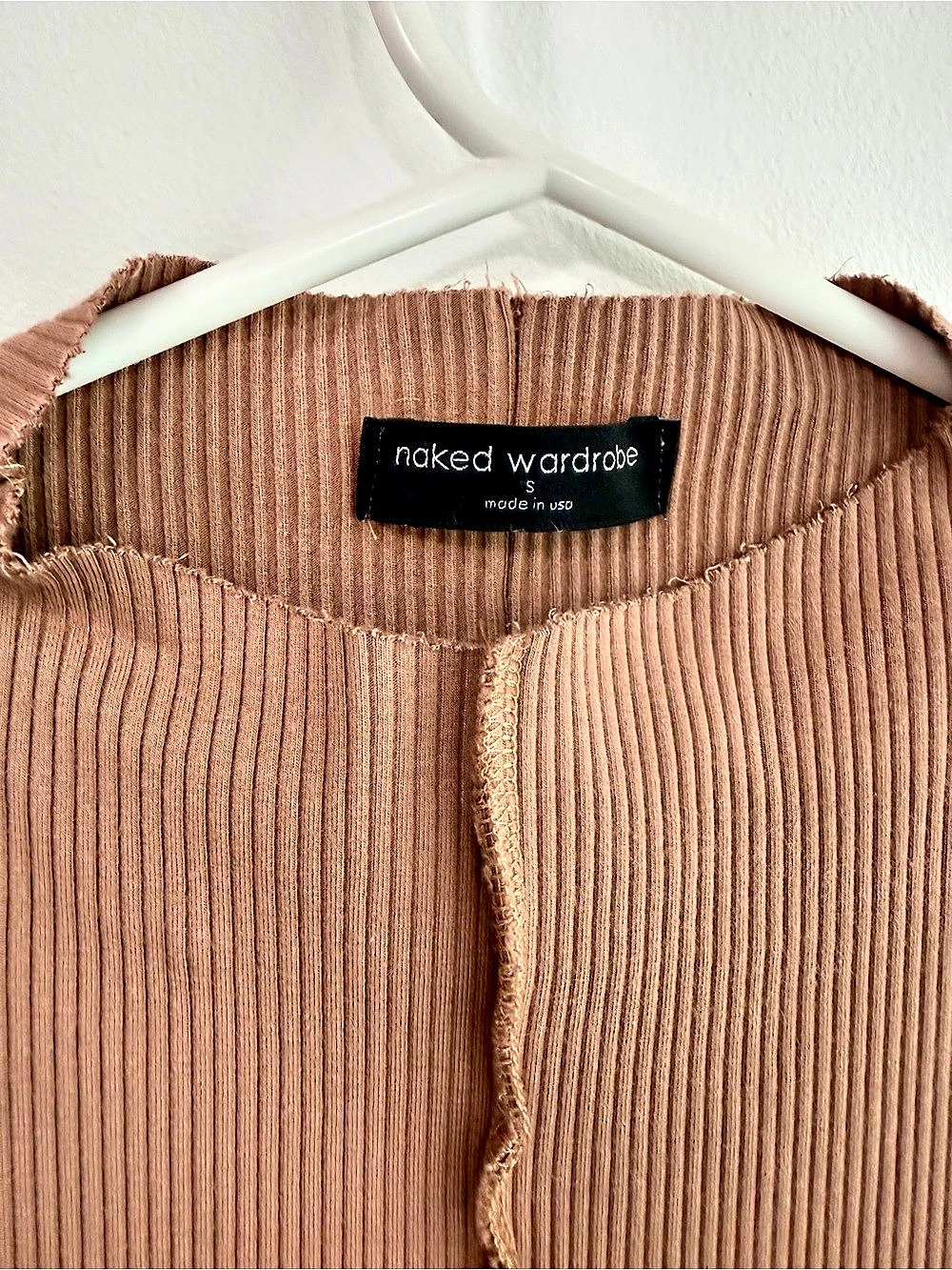 Small Naked Wardrobe Ribbed Sleeveless Bodysuit in Brown Like New